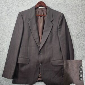 Vintage Yves Saint Laurent Sport Coat Men 36R XS Brown Pinstripe YSL Wool FRANCE